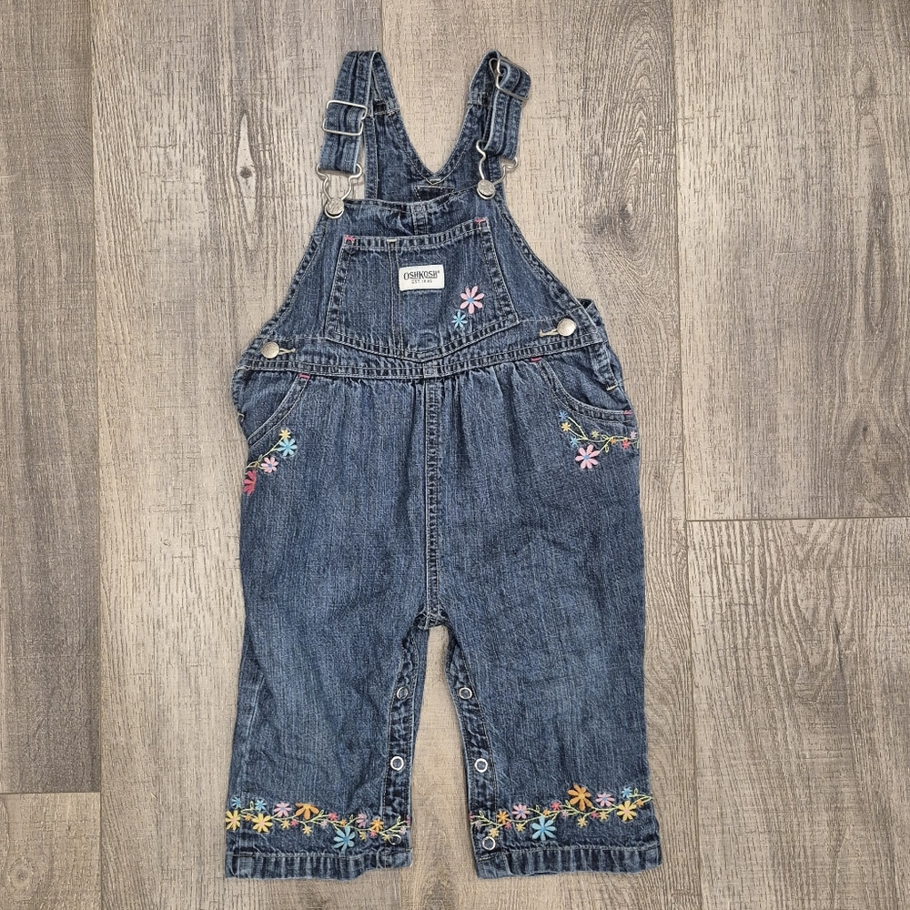 OSHKOSH B'GOSH Floral Embroidered Denim Overalls